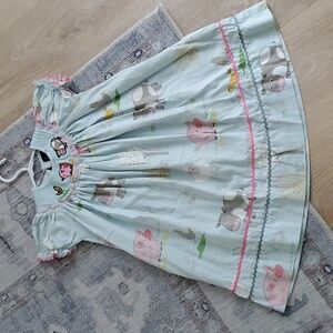 Lil Cactus Girls Smocked Farm Dress Cows, Pigs, Chickens Sz4T
